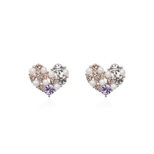 Heart Gem Stud Earrings