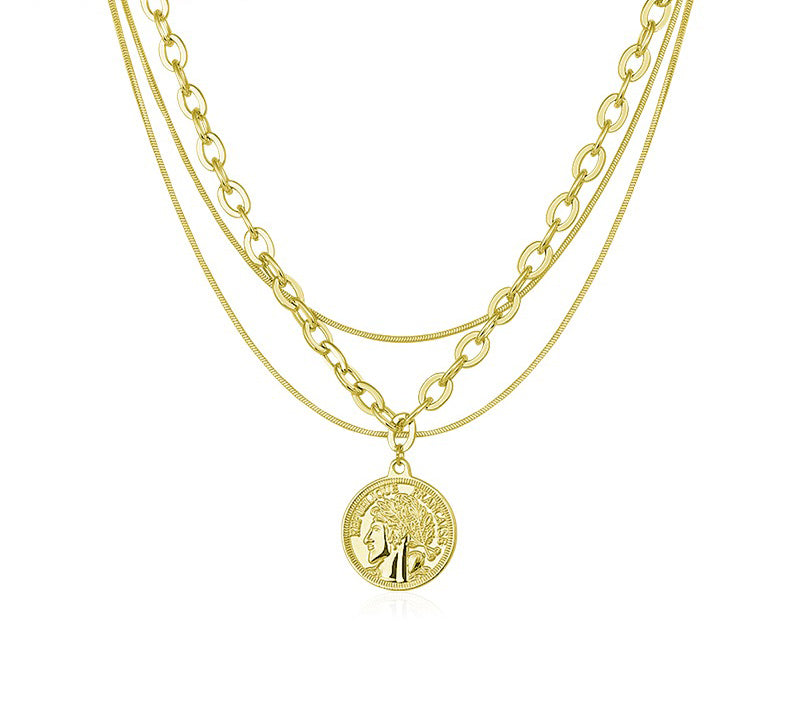 Layered Chain Coin Necklace