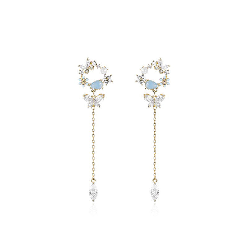 Flower Butterfly Chain Earrings