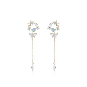 Flower Butterfly Chain Earrings