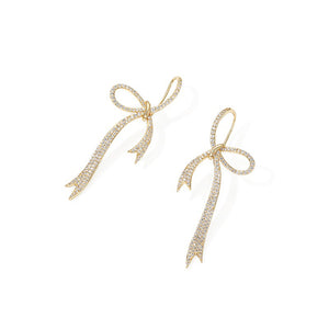 Long Ribbon Bow Drop Earrings