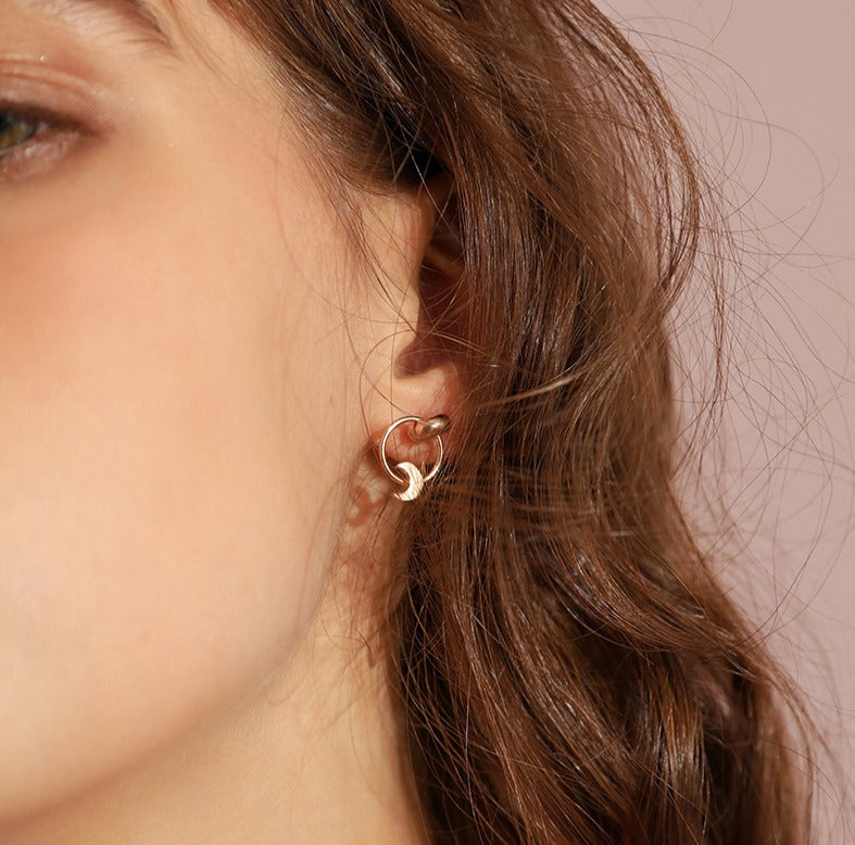 Star Moon Drop Hoop Earrings