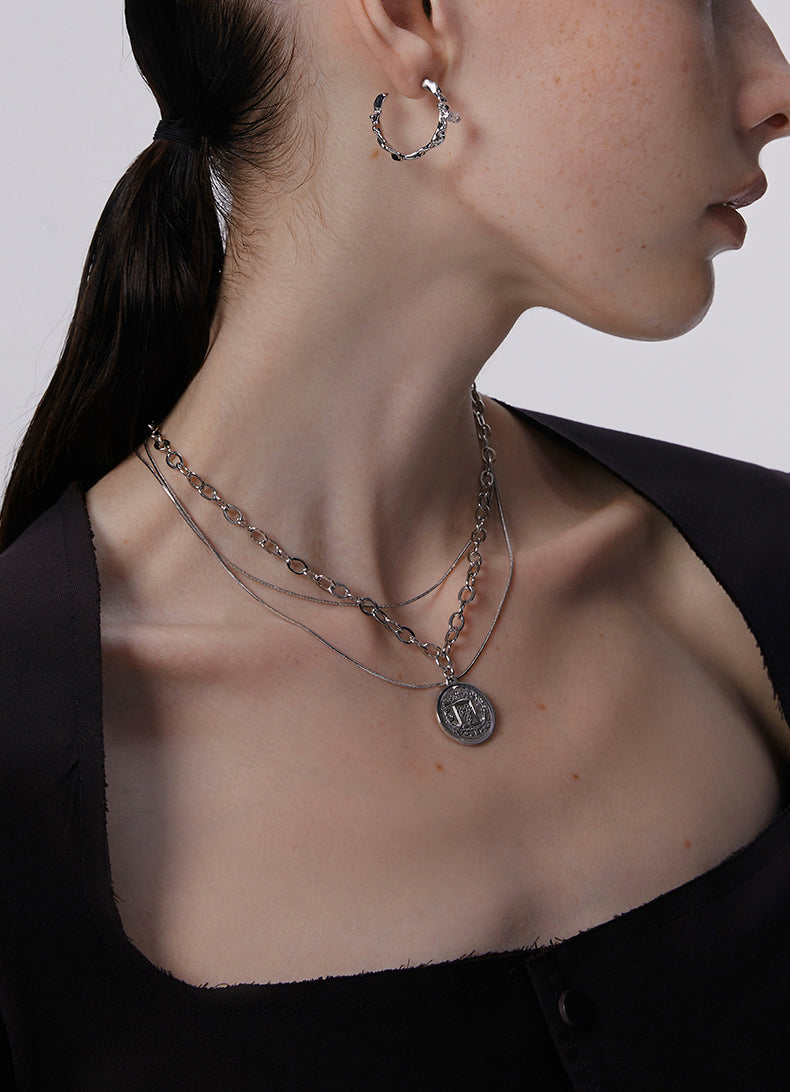 Layered Chain Coin Necklace