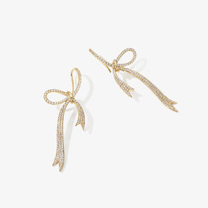 Long Ribbon Bow Drop Earrings