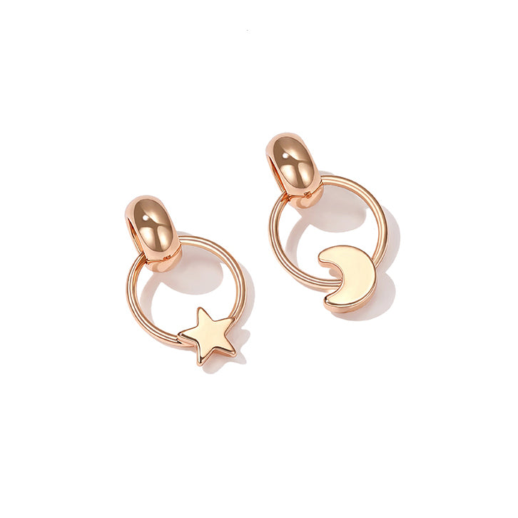 Star Moon Drop Hoop Earrings