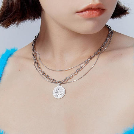 Layered Chain Coin Necklace