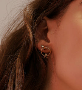 Star Moon Drop Hoop Earrings